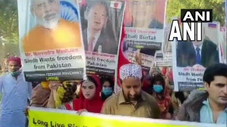 pakistan sindh protest pm narendra modi world leaders posters - News Nation