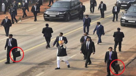 What is inside the briefcase of PM's bodyguards?