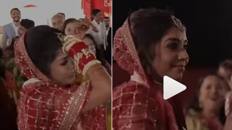 Viral video में विदाई समारोह के दौरान हंस पड़ी देसी दुल्हन! Desi bride  laughs and dances during the vidaai ceremony, video goes viral - News Nation