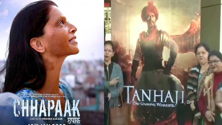 सियासी लड़ाई बनी 'छपाक vs तान्हाजी', Free बांटे जा रहे फिल्मों के टिकट