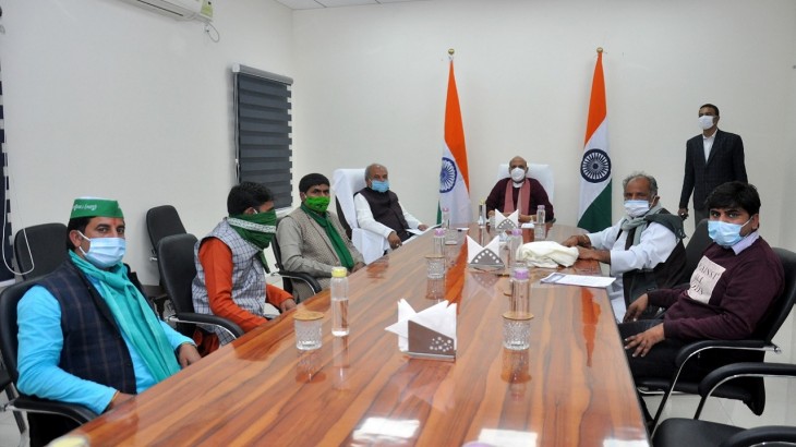 rajnath singh meeting with farmer leader