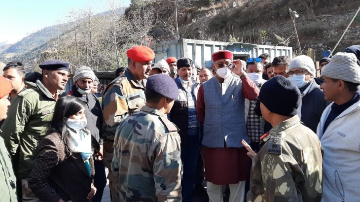 CM Trivendra Singh Rawat reaches near Reni village in Tapovan area