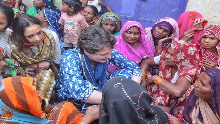 Priyanka Gandhi interacts with Nishad community