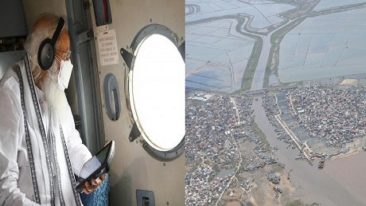 PM conducts aerial survey of storm affected areas in Gujarat and Diu