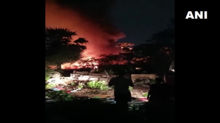 Fire breaks out at a plastic godown