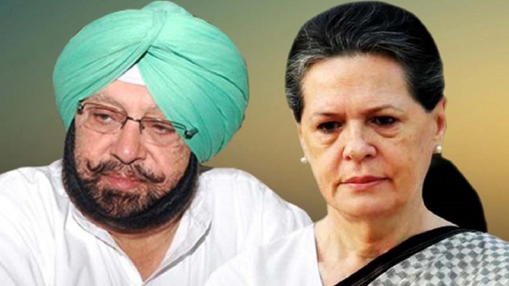 Amrinder Singh and Sonia Gandhi