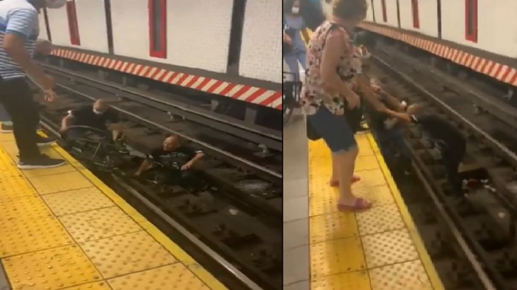 wheelchair fell on the metro track