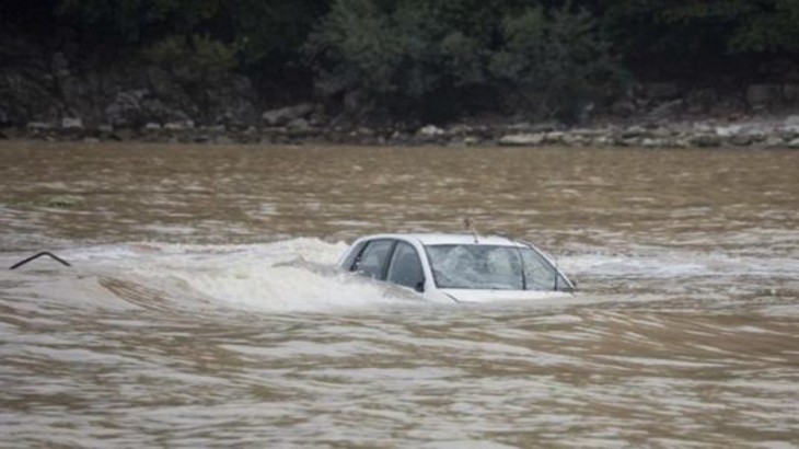 Car in river