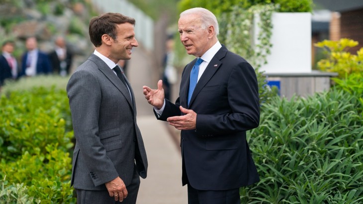 Emmanuel Macron and Joe Biden