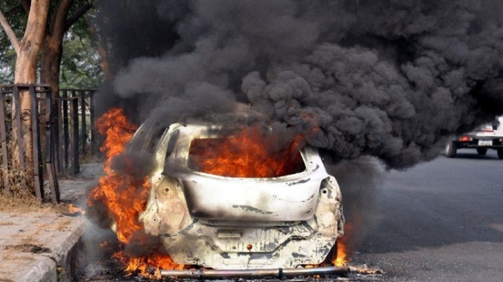 burning car