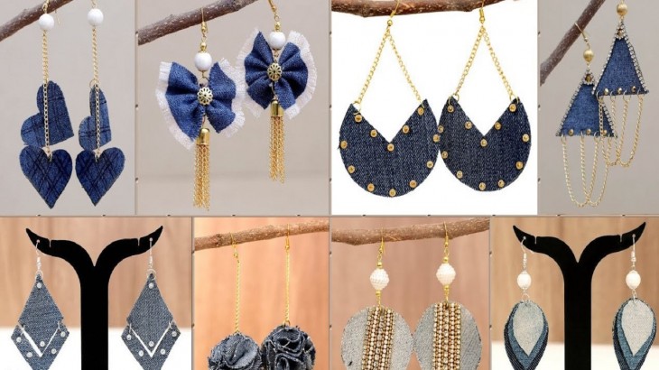 stylish earings on jeans top