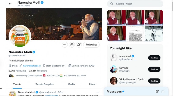 Narendra Modi Twitter Account