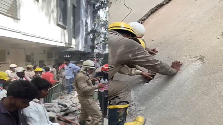 Building collapse in Satya Niketan Area  5 labourers traps
