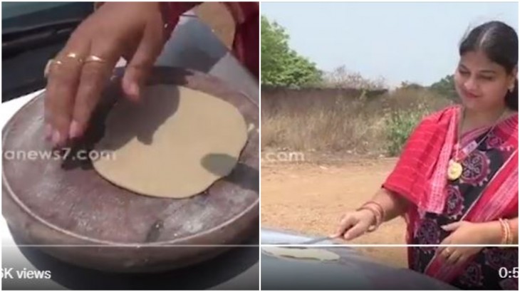 Woman Baked Roti On the Bonnet Of The Car