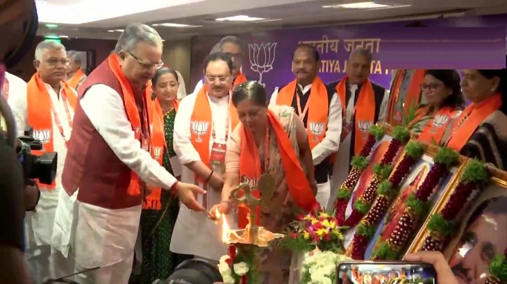 BJP national president JP Nadda inaugurates the national officer bearers meeting in Hyderabad