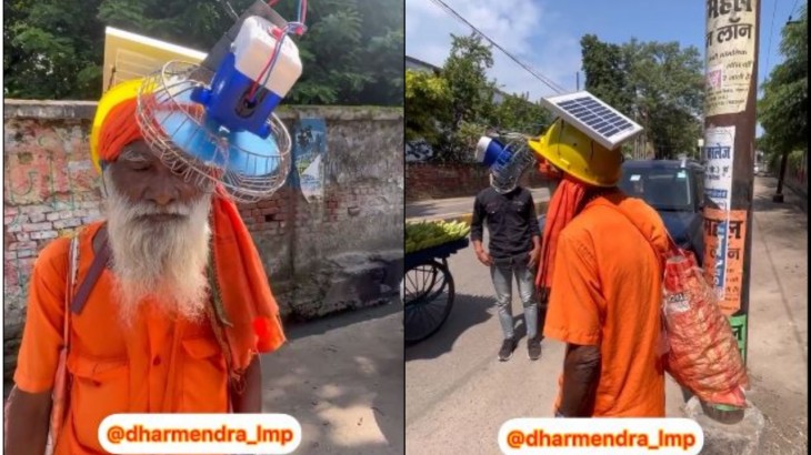 Man Wearing Solar Powered Helmet On Head