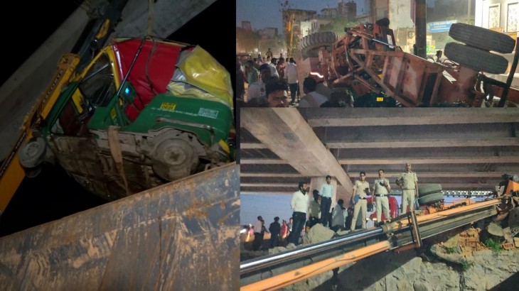 Crane overturned on some vehicles on Delhi Saharanpur highway