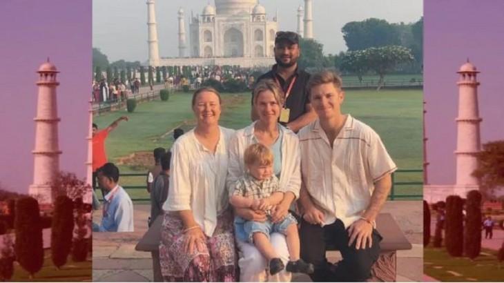 australian spinner adam zampa visit tajmahal with his wife and son