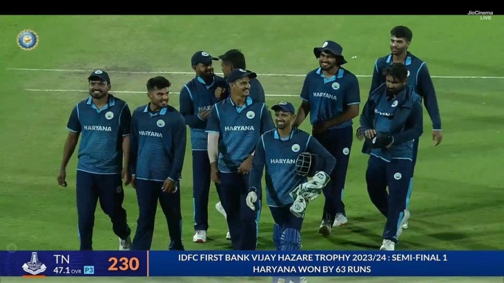 Vijay Hazare Trophy 2023 haryana qualify in finals